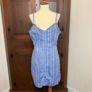 4/$20🍊Montrez blue stripe button sundress dress L